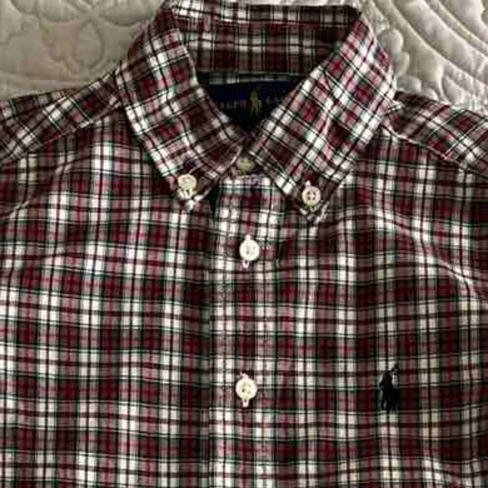 Children's button-down shirt for boys plaid Ralph Lauren size 4T, cotton